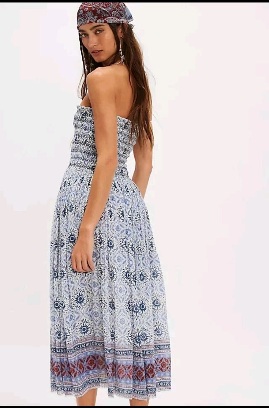 Free People Ravenna Convertible Maxi Skirt Smocked Dress Size XS Boho Flowy